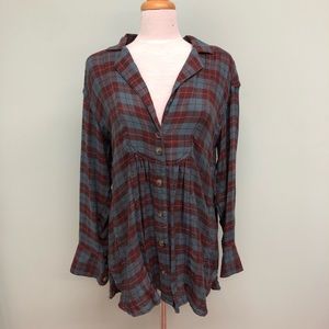 Free People | Women's Plaid Shirt | Size M